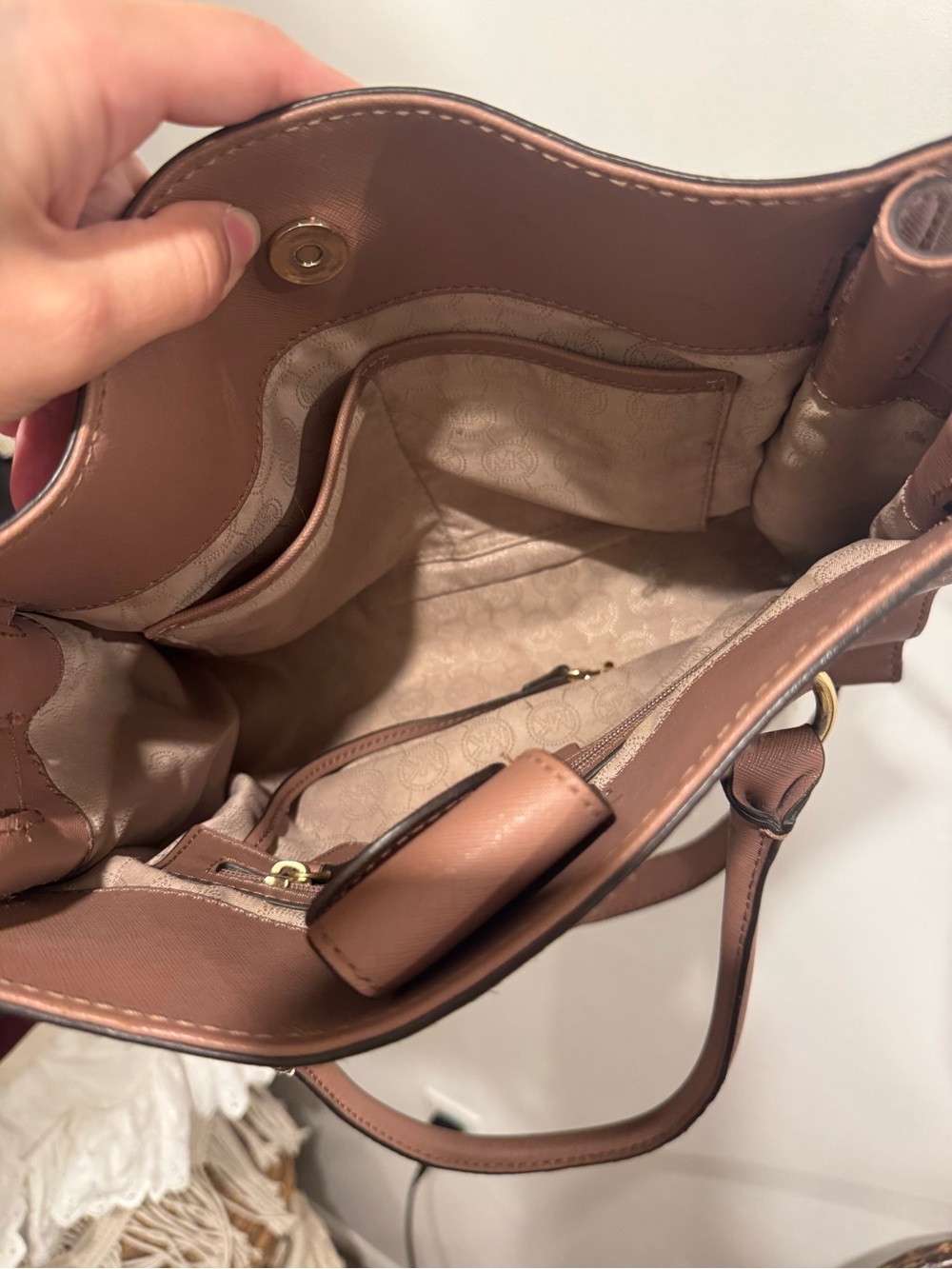 Michael Kors Dusty Rose Saffiano Leather Satchel with Gold Hardware - Picture 6 of 7